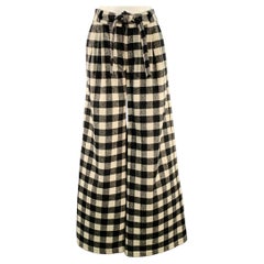 Zac Posen Taglia 4 Pantaloni da abito con cintura a scacchi in misto lana bianca e nera