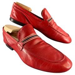 GUCCI Size 9.5 Red Solid Leather Slip On Loafers