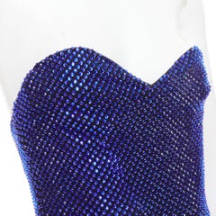 ALEXANDRE VAUTHIER blue black strass sweetheart bustier high slit gown