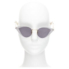 GUCCI Hollywood Forever GG0898S silver crystal black cat eye sunglasses