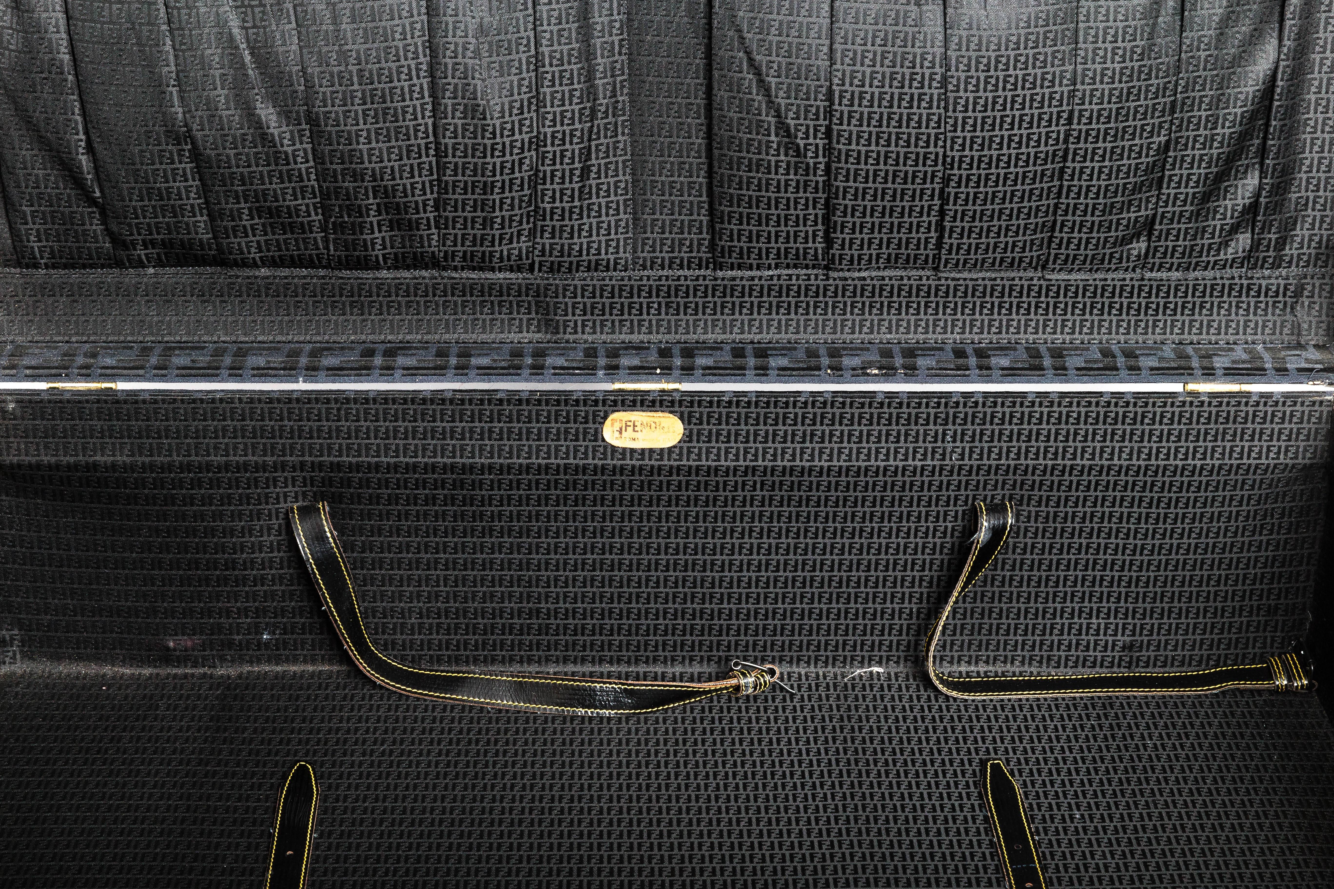 Rare Fendi Zucca Pattern Hard Sided Suitcase Trunk In Good Condition In Westhampton Beach, NY