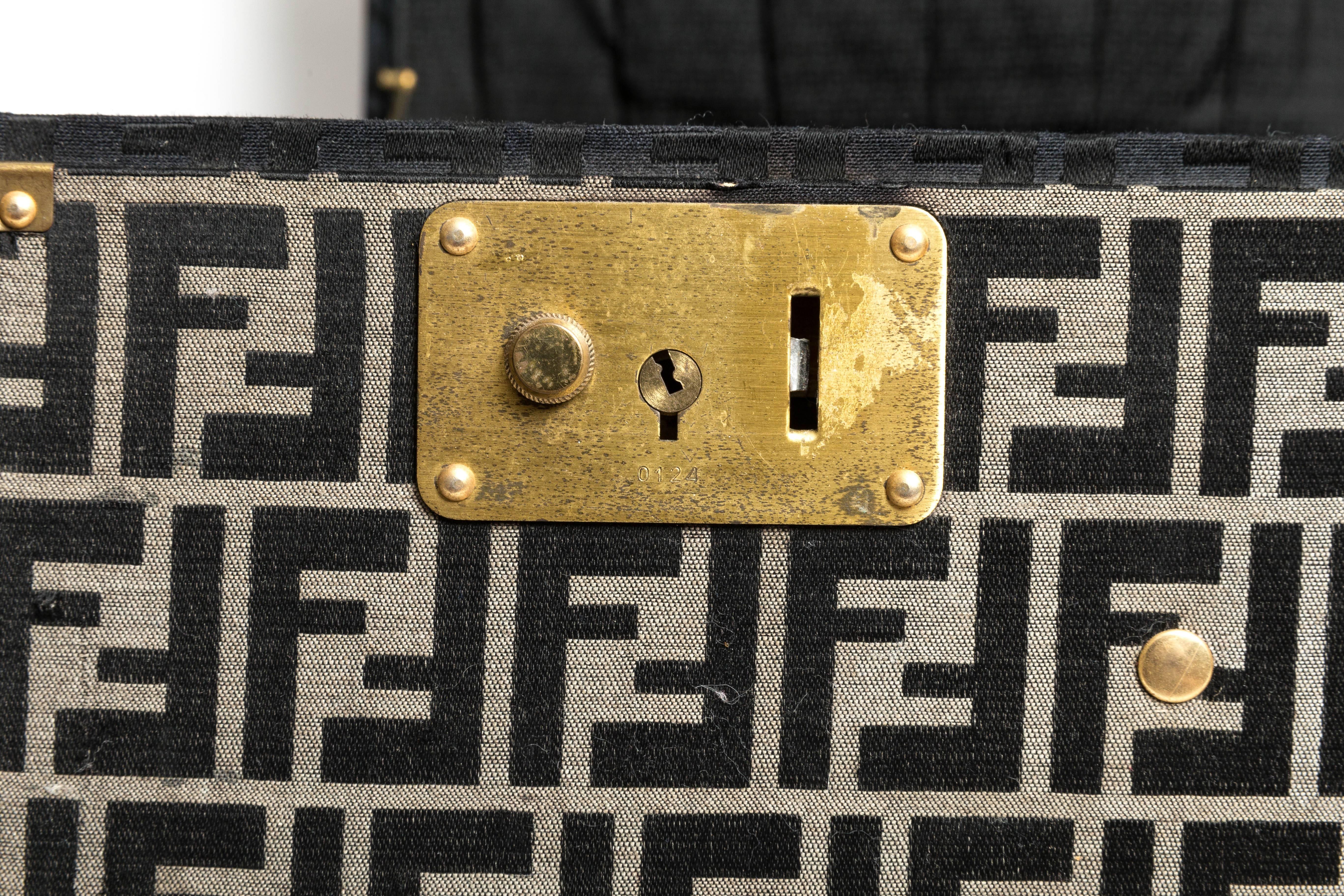 Women's or Men's Rare Fendi Zucca Pattern Hard Sided Suitcase Trunk
