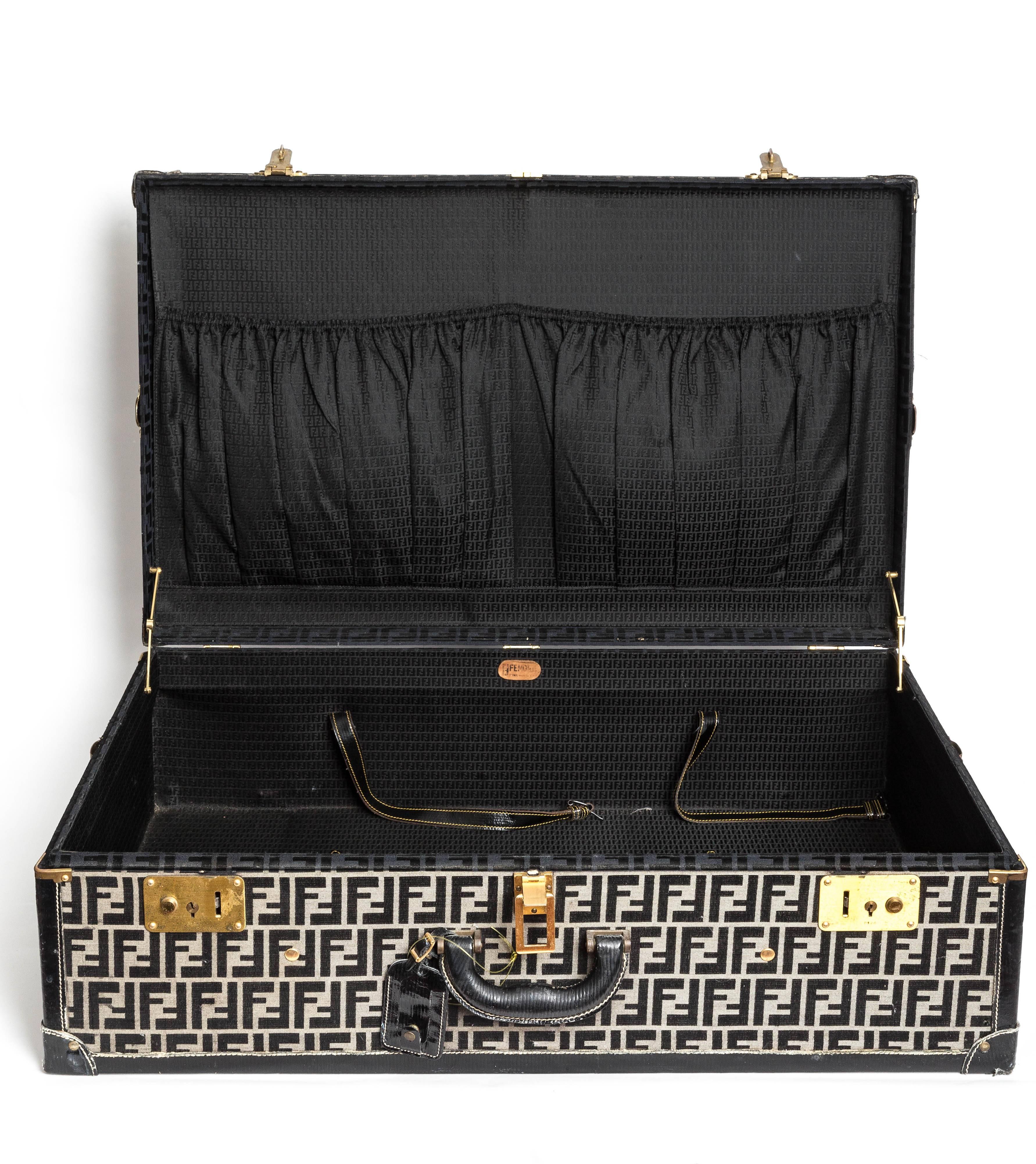 Rare Fendi Zucca Pattern Hard Sided Suitcase Trunk 1