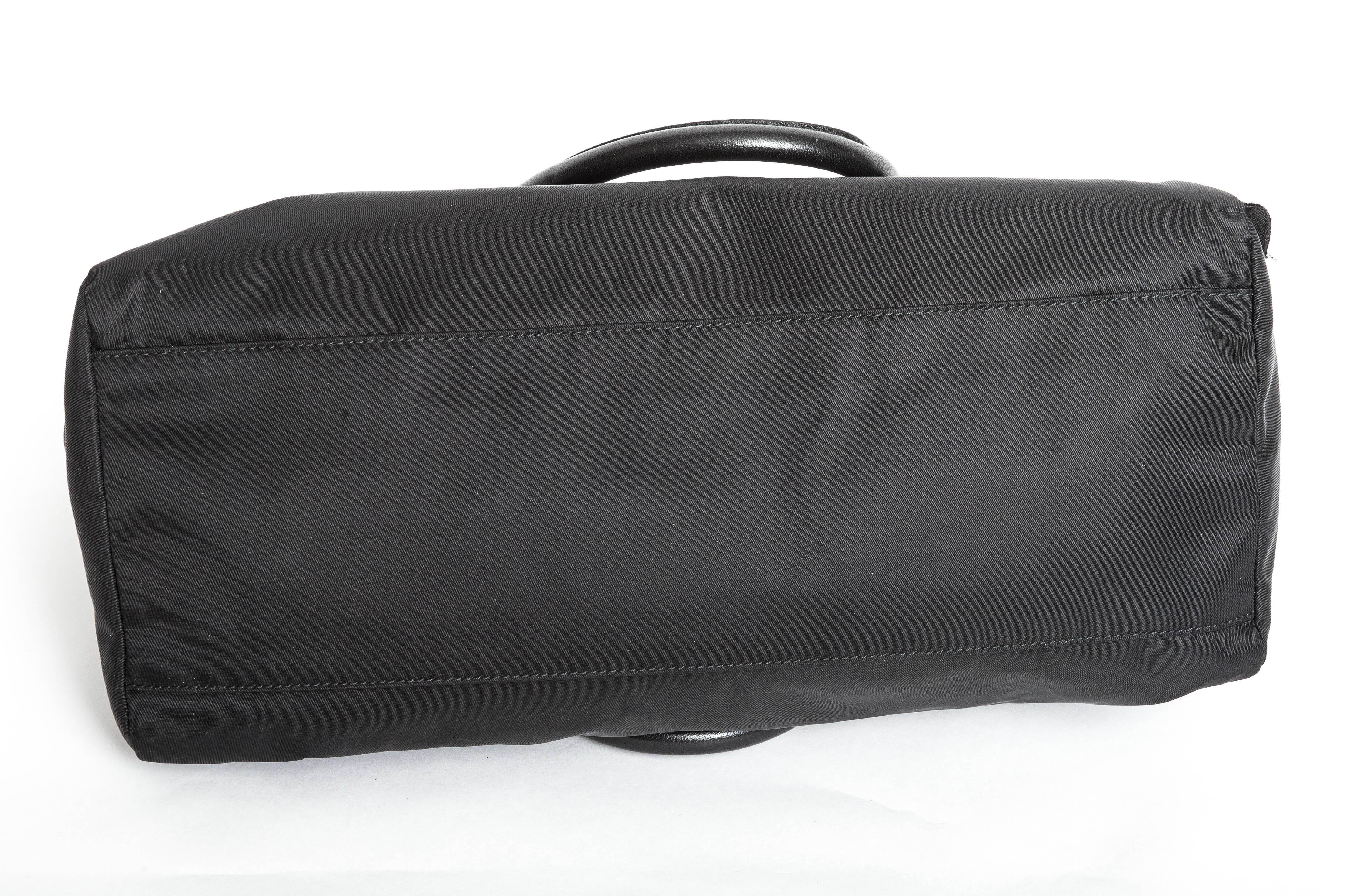 Prada Black Tessuto Nylon Ruffle Bauletto Bag 2