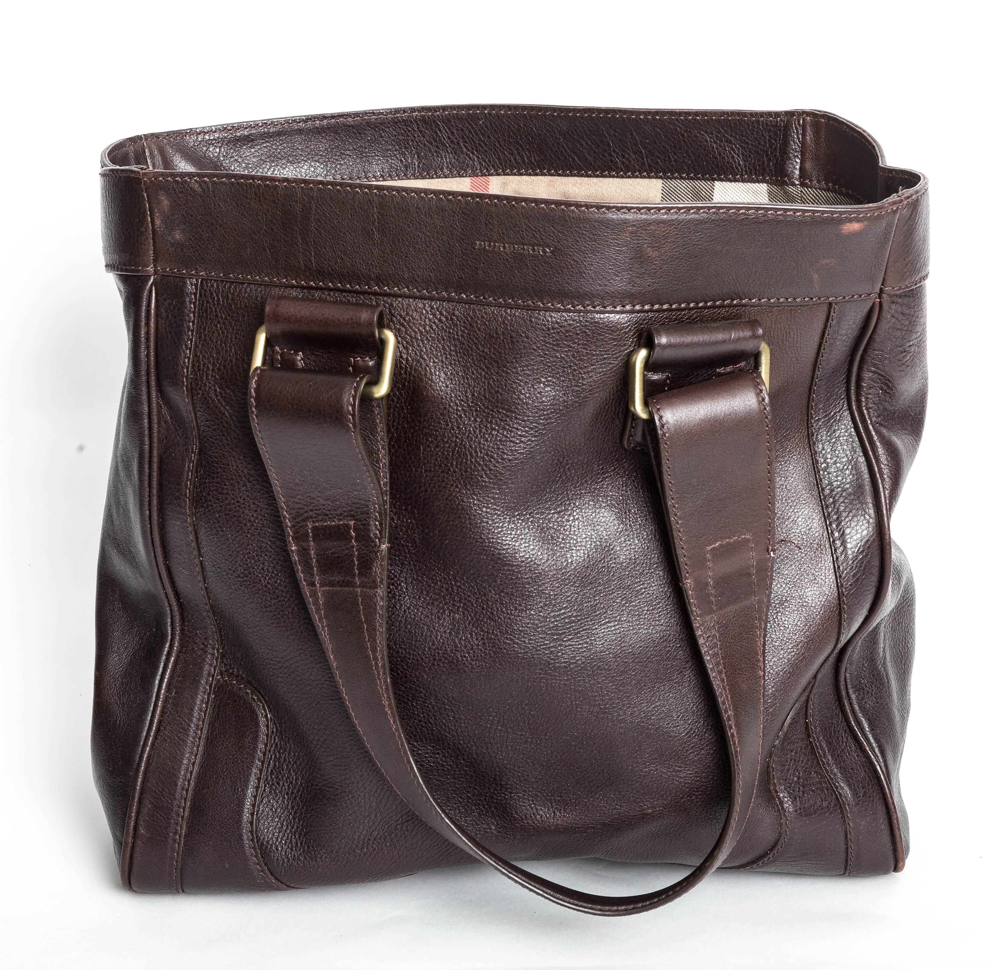 Burberry Brown Leather Tote  1