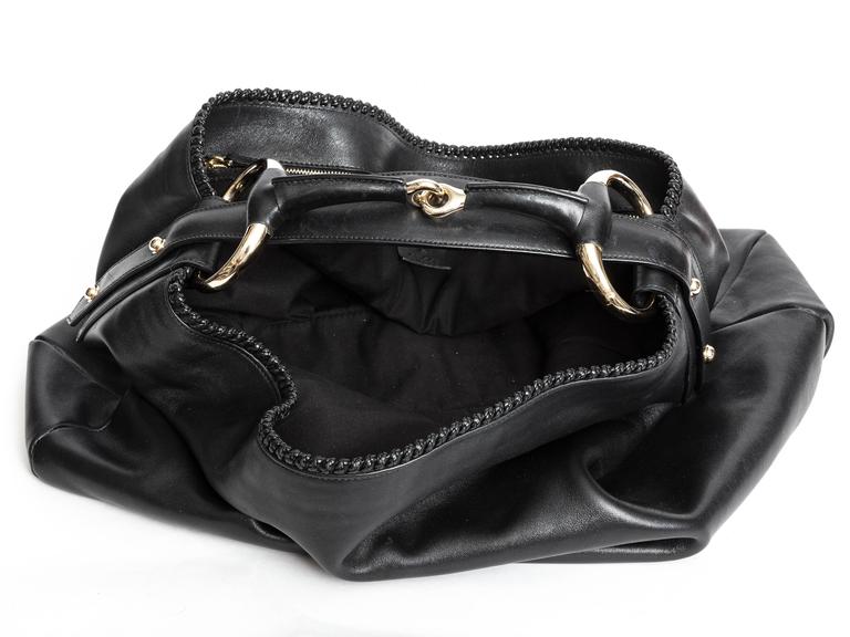 Gucci Black Leather Horsebit Hobo Bag With Silver Hardware at 1stdibs