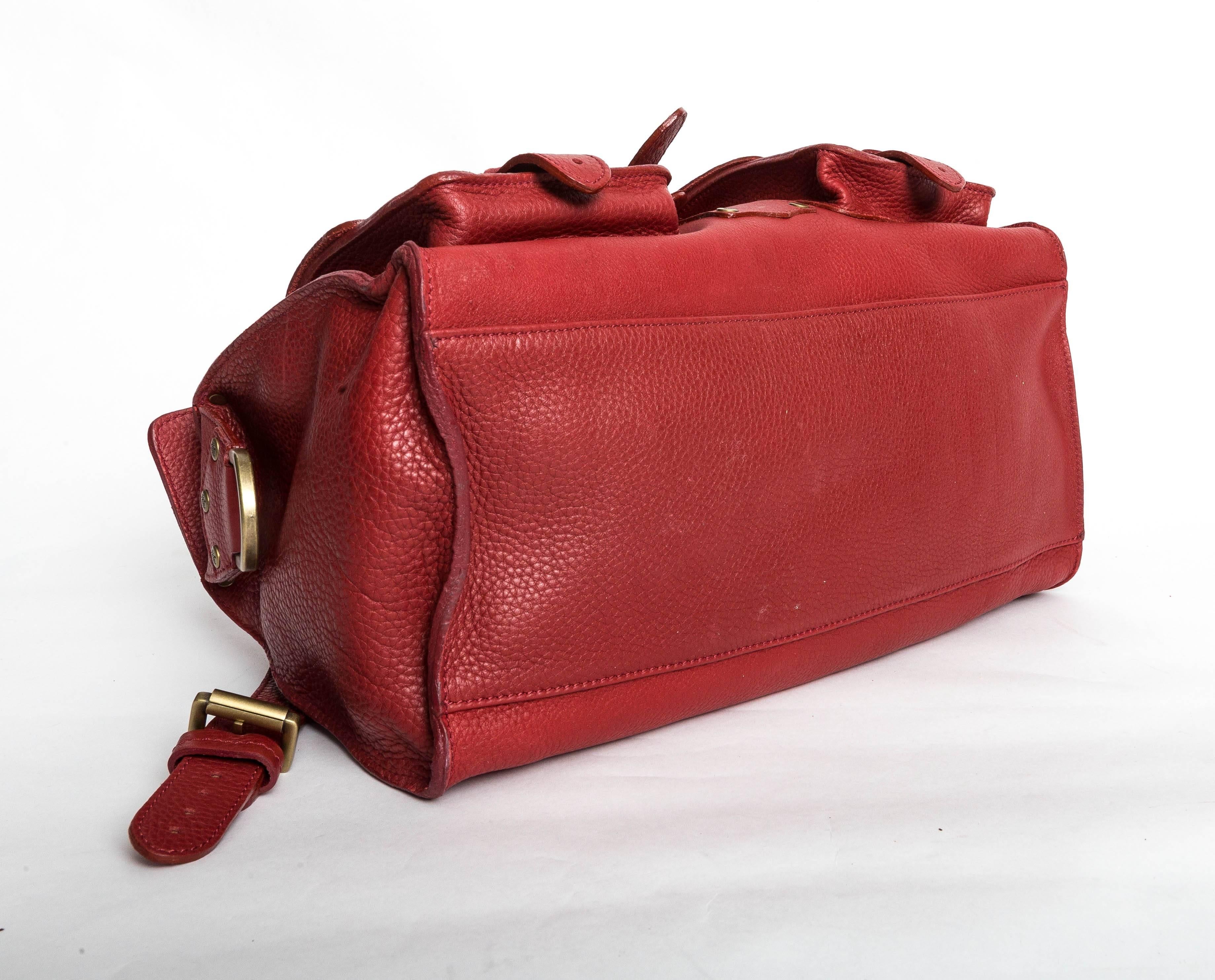 Mulberry Red Leather Roxanne  In Excellent Condition For Sale In Westhampton Beach, NY