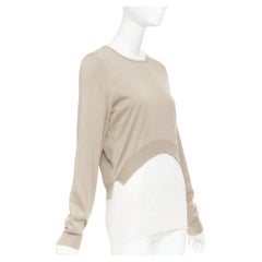 OLD CELINE Phoebe Philo beige cream silk cotton high low hem sweater S