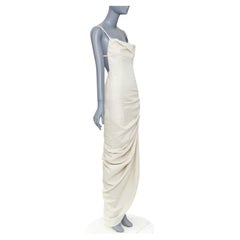 JACQUEMUS 2020 Runway La Robe Saudade cotton linen draped maxi dress FR34 XS
