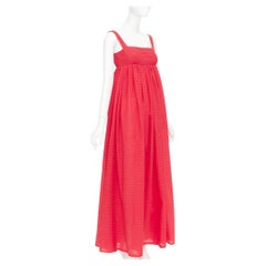 EMILIA WICKSTEAD Evelina red seersucker textured square neck maxi dress UK6 XS