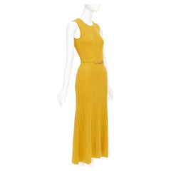 GABRIELA HEARST Meier mustard yellow wool cashmere knit belted midi dress XS