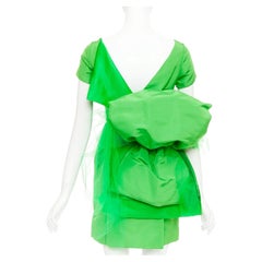 ISAAC MIZRAHI 1990's Vintage green silk tulle giant bow cocktail dress US2 S