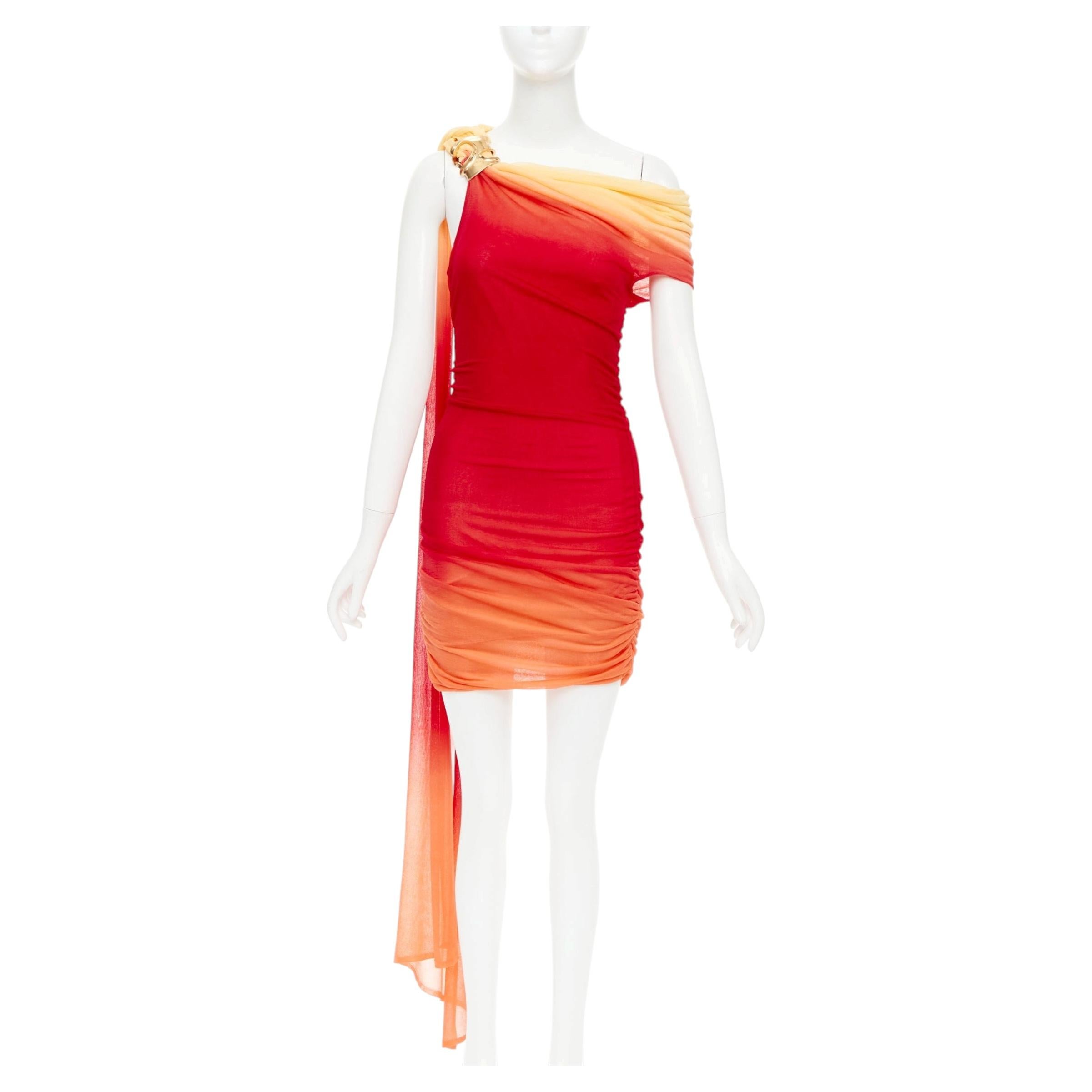 Pre-owned Maximilian Ferragamo Davis 2023 Runway One Shoulder Red Ombre Tulle Dress M