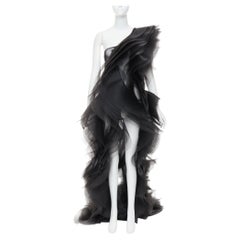 Seltenes Alexandre Vauthier COUTURE SS2014 Laufsteg-Kleid mit schwarzer Schleppe aus steifem Tüll