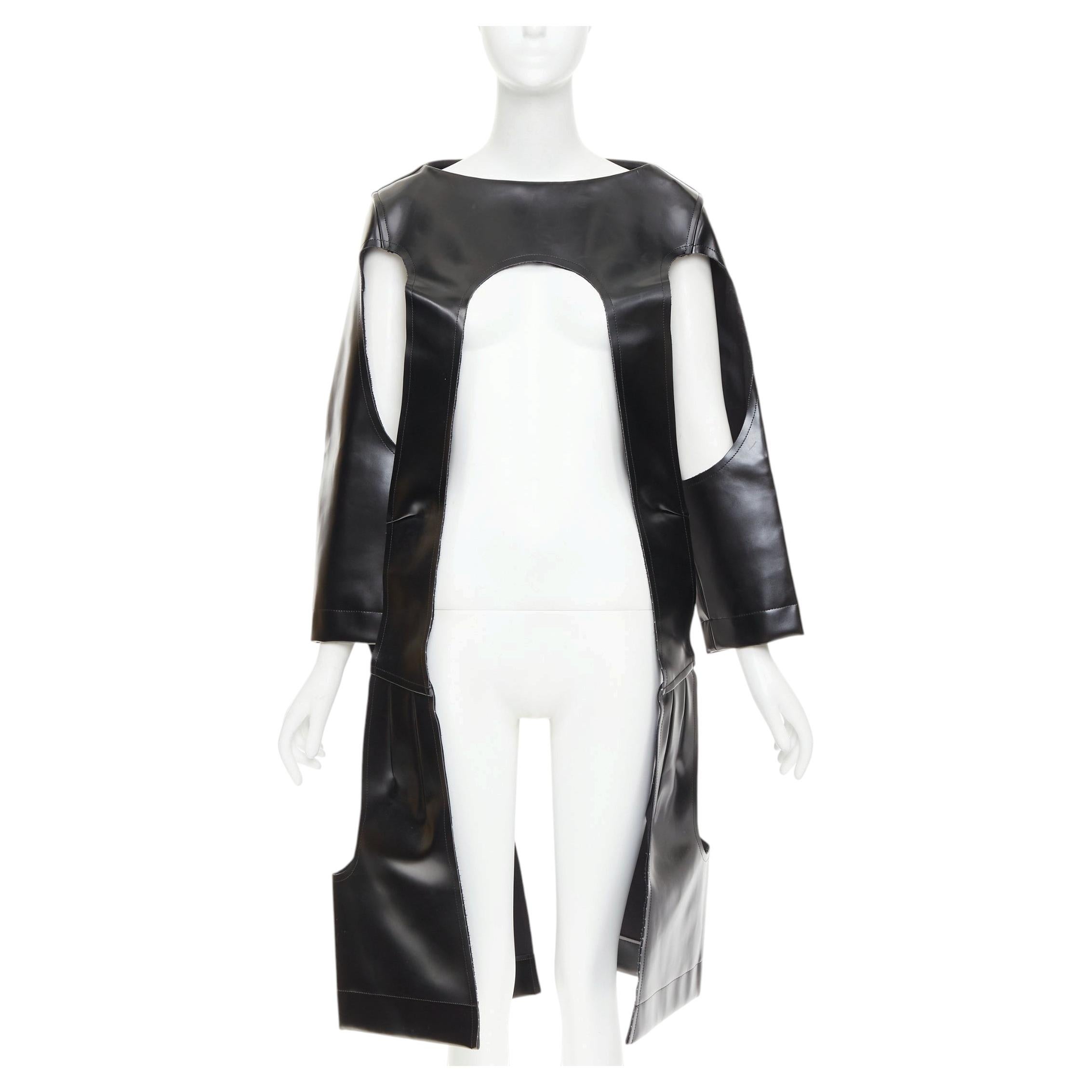 Pre-owned Comme Des Garçons Rare Comme Des Garcons 2019 Runway Black Faux Leather Open Frame Cut Out Top Xs