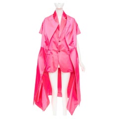 rare COMME DES GARCONS 2020 Runway fuschia pink structured satin layered coat S