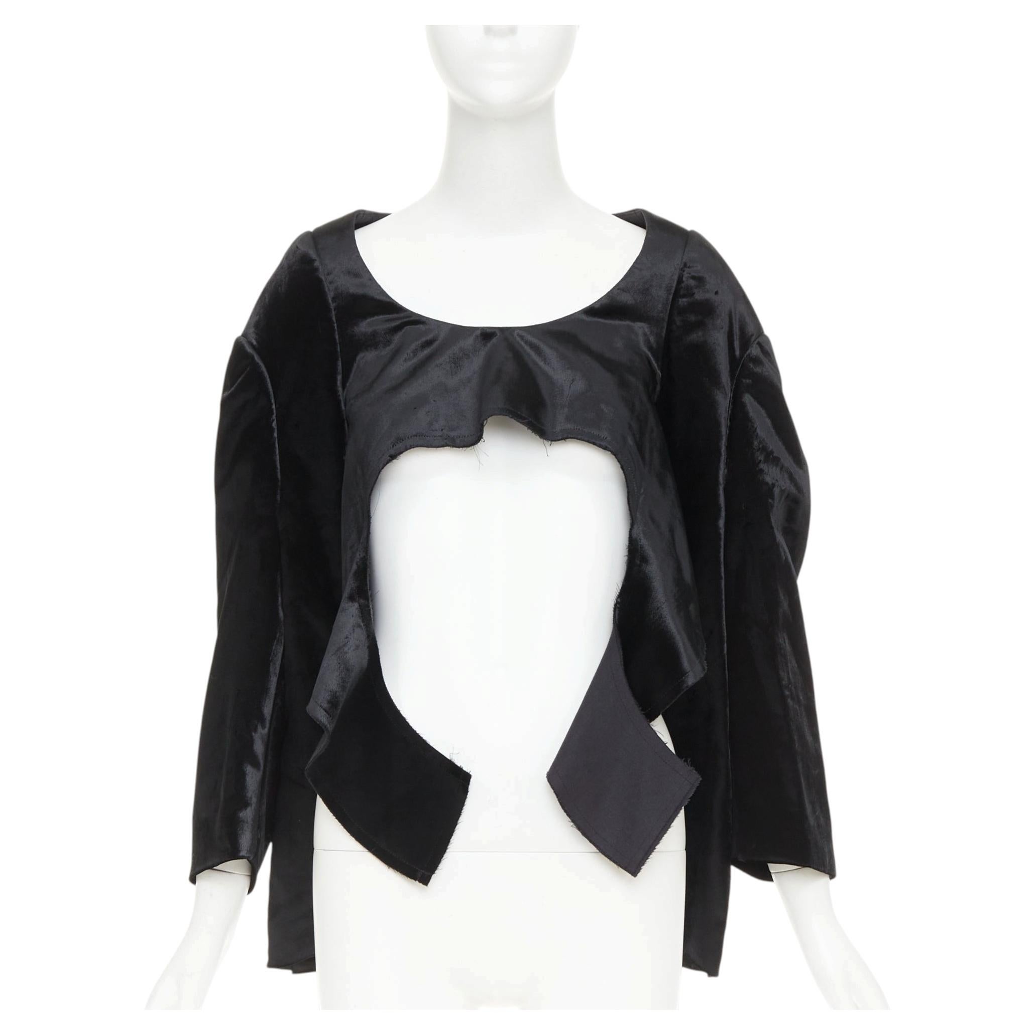Pre-owned Comme Des Garçons Comme Des Garcons 2019 Black Velvet Multi Sleeves Wide Neck Cut Out Crop Top Xs