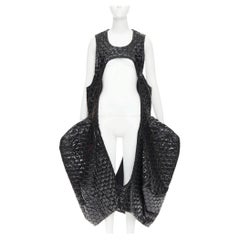 rare COMME DES GARCONS 2019 Runway PVC bubble quilted cutout pannier dress S