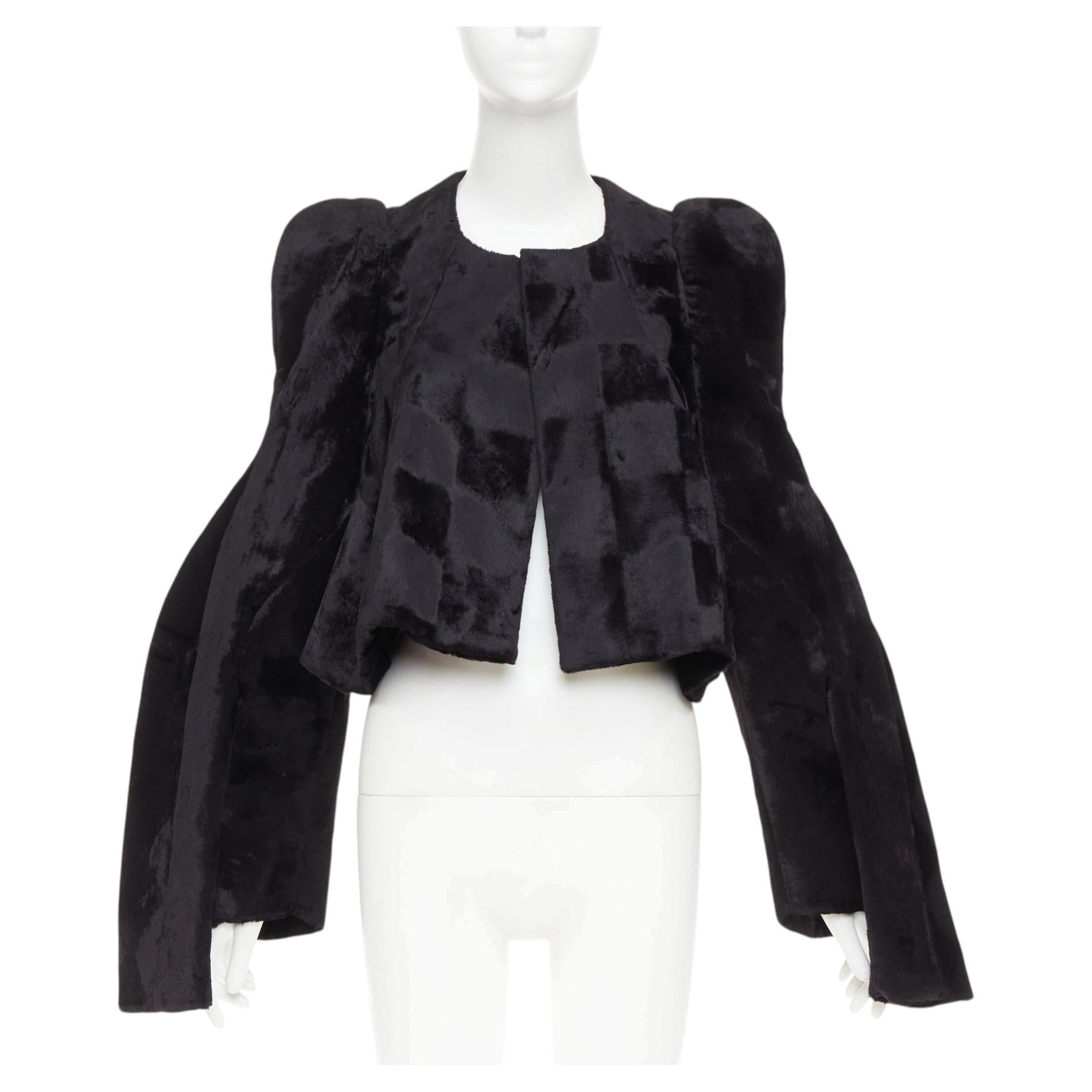 Pre-owned Comme Des Garçons Rare Comme Des Garcons 2019 Runway Velvet Checkered 4 Sleeves 3d Cut Jacket Xs In Black