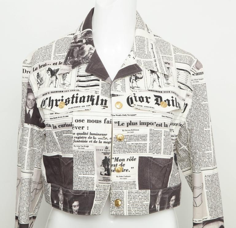 John Galliano for Christian Dior Newspaper Denim Jacket at 1stDibs ...