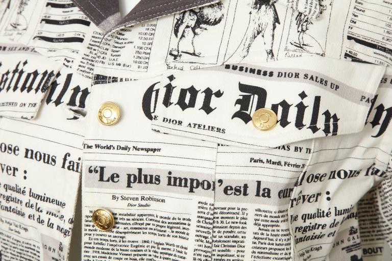 John Galliano for Christian Dior Newspaper Denim Jacket at 1stDibs
