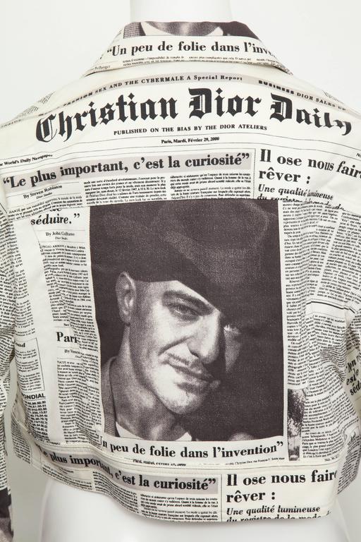 John Galliano for Christian Dior Newspaper Denim Jacket at 1stDibs