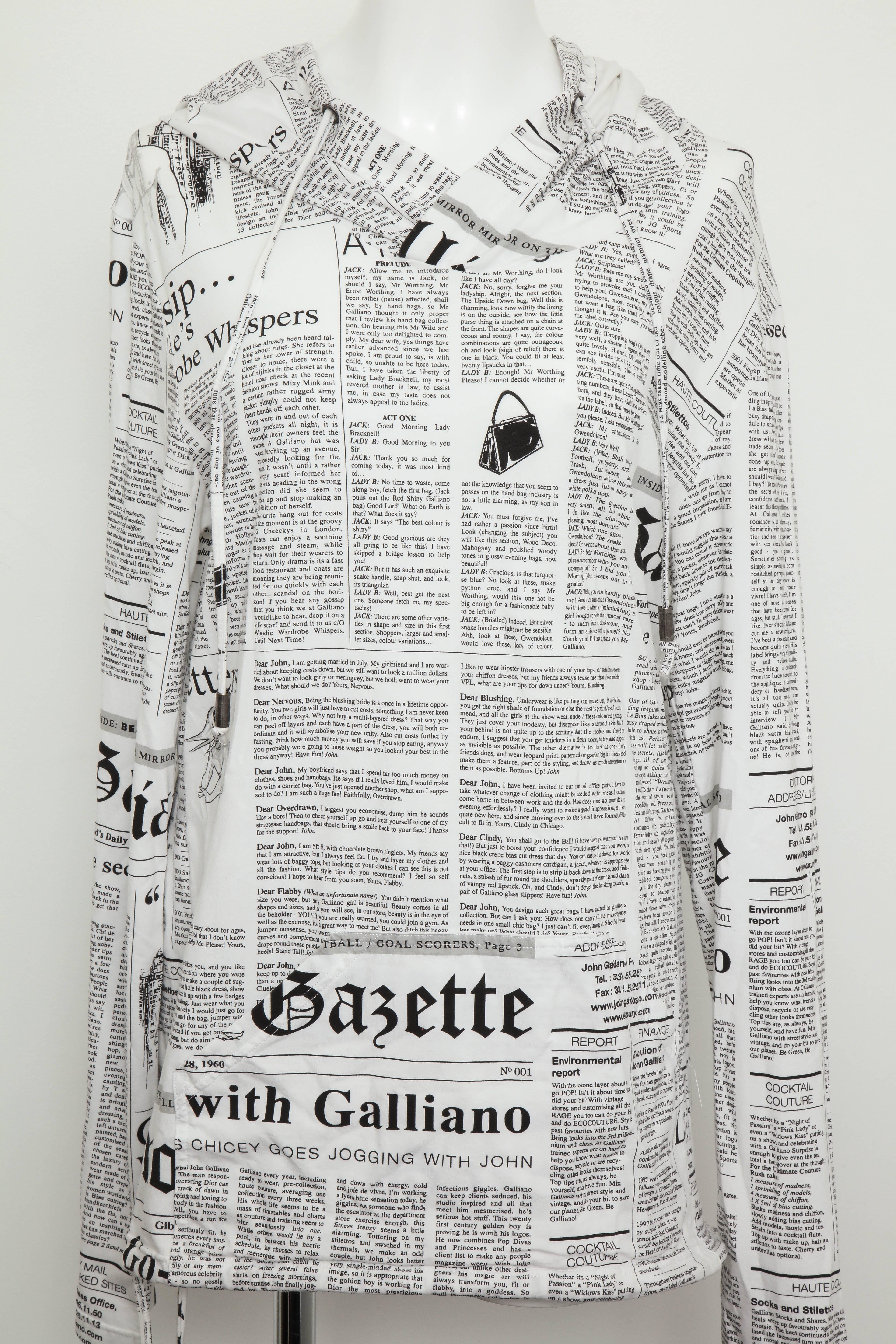 John Galliano newspaper hoodie 