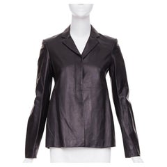 THE ROW black lambskin concealed snap minimalist black jacket blazer US2 S