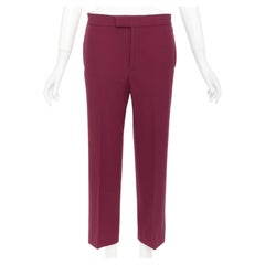 OLD CELINE Phoebe Philo 100% wool cotton trim mid waist cropped dress trousers S