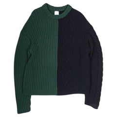 Paul Smith Men's Thick-Knit Merino Wool Sweater L Blue-Green Italy