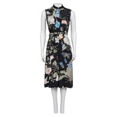 Gucci Black Printed Fitted Midi Dress IT 40 with Button Accents
