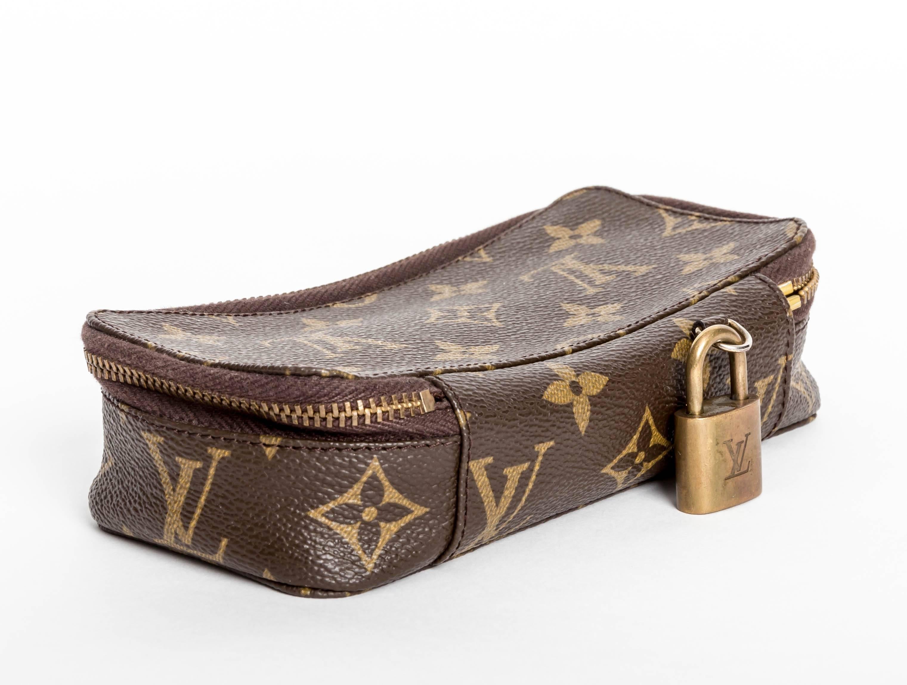 Gray Louis Vuitton Jewelry Case with Zip and Padlock