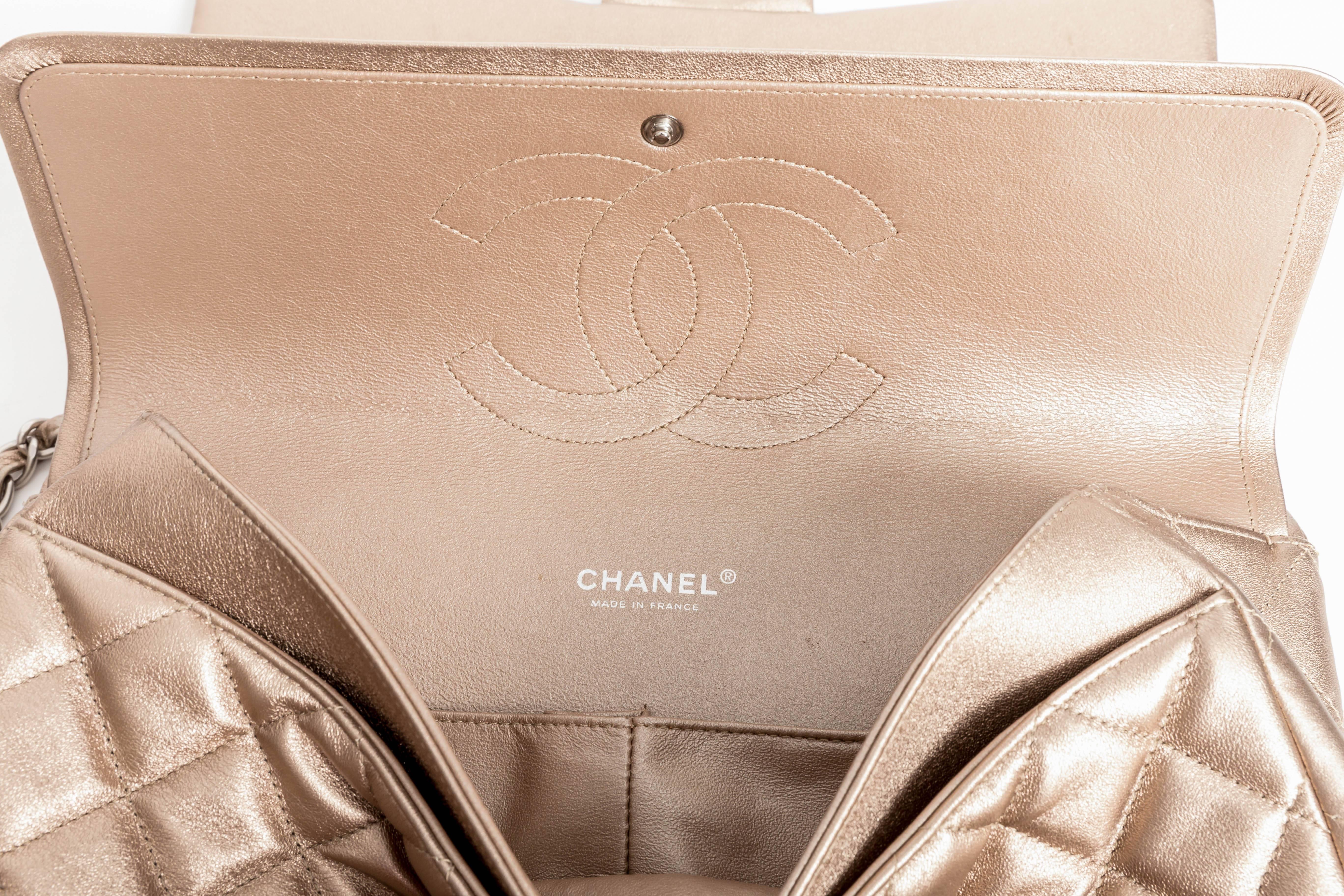 Chanel Pewter Metallic Double Flap with Satin Finish Silver Hardware 1