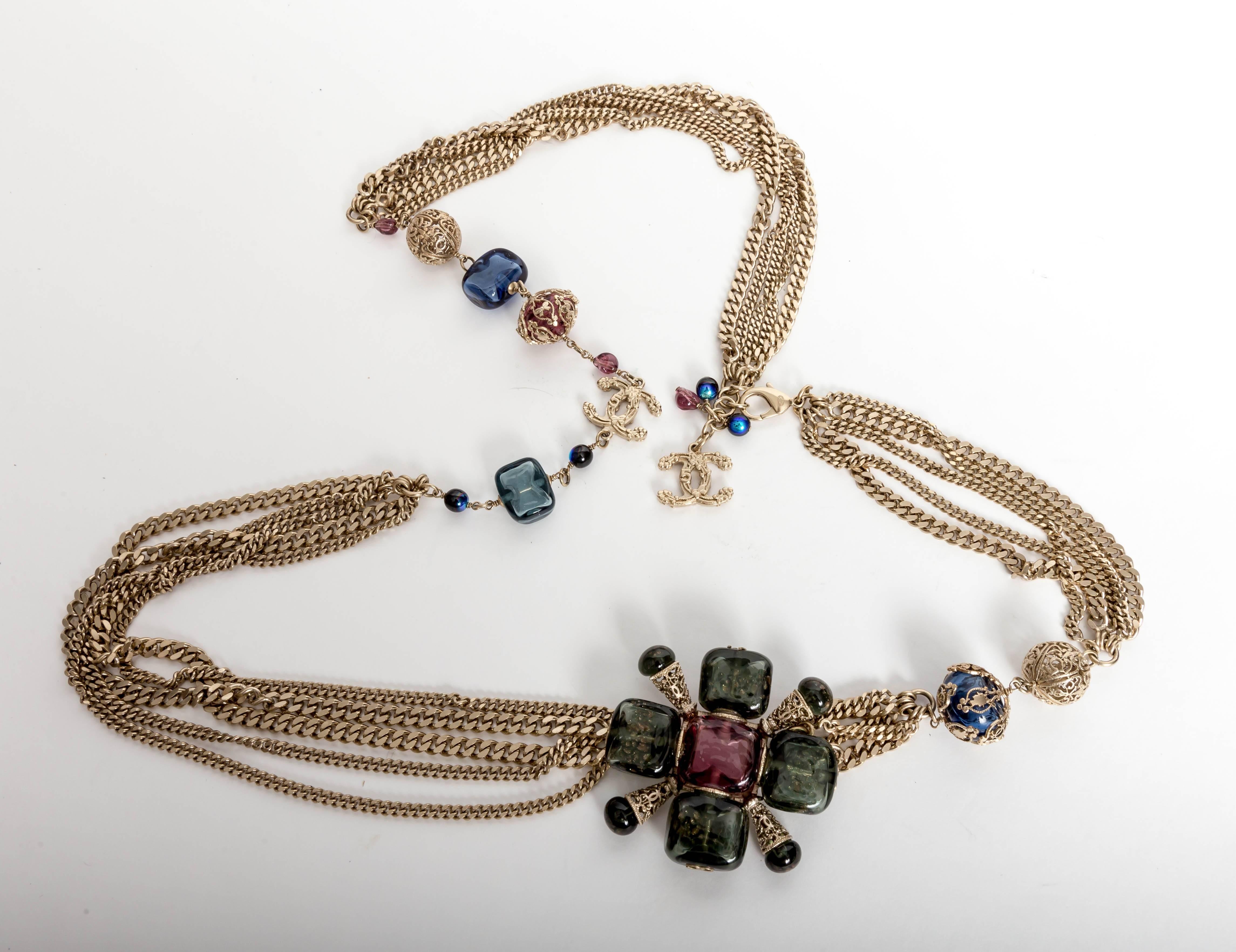 Chanel Vintage Gripoix Poured Glass Belt Necklace 4