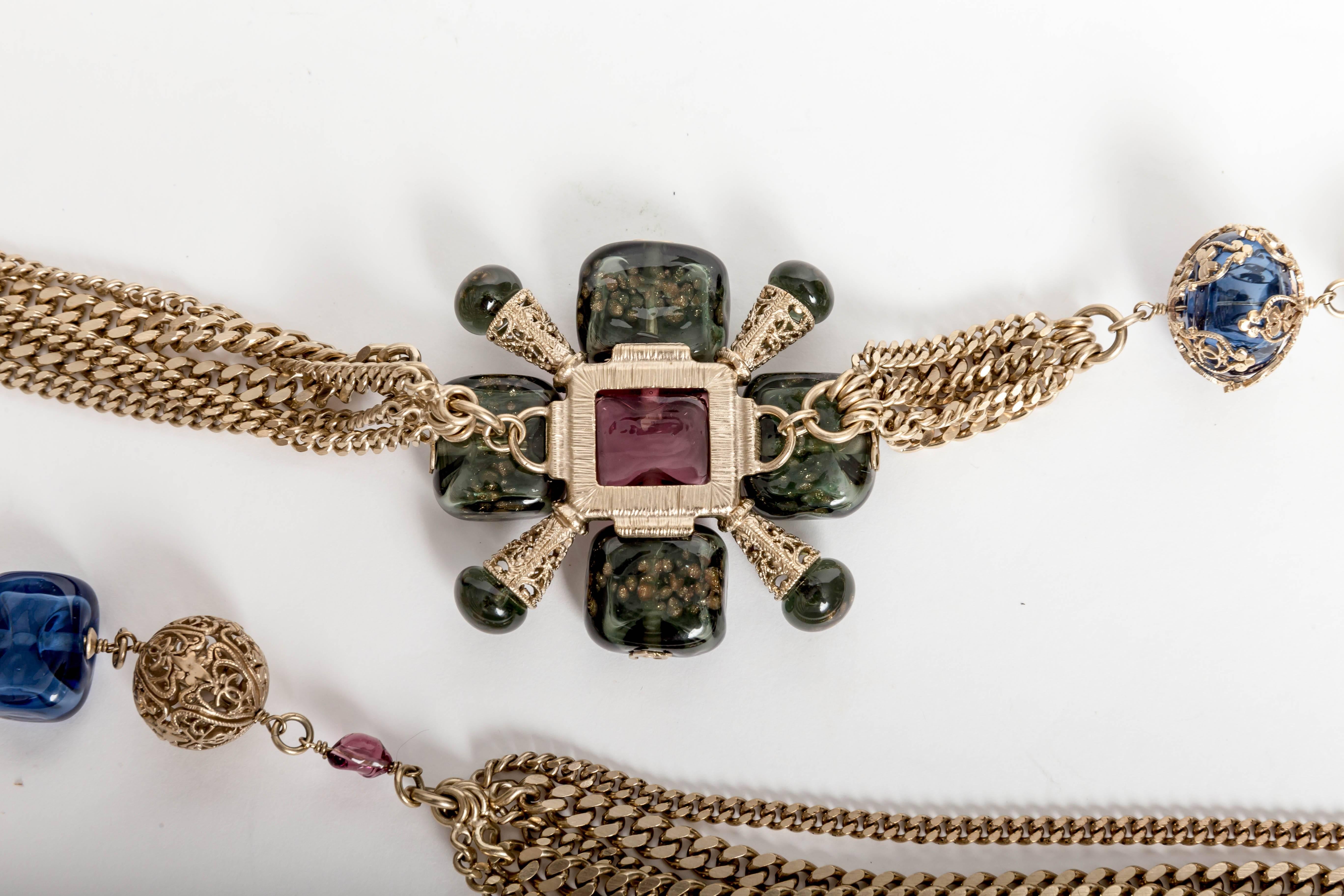 Chanel Vintage Gripoix Poured Glass Belt Necklace 5
