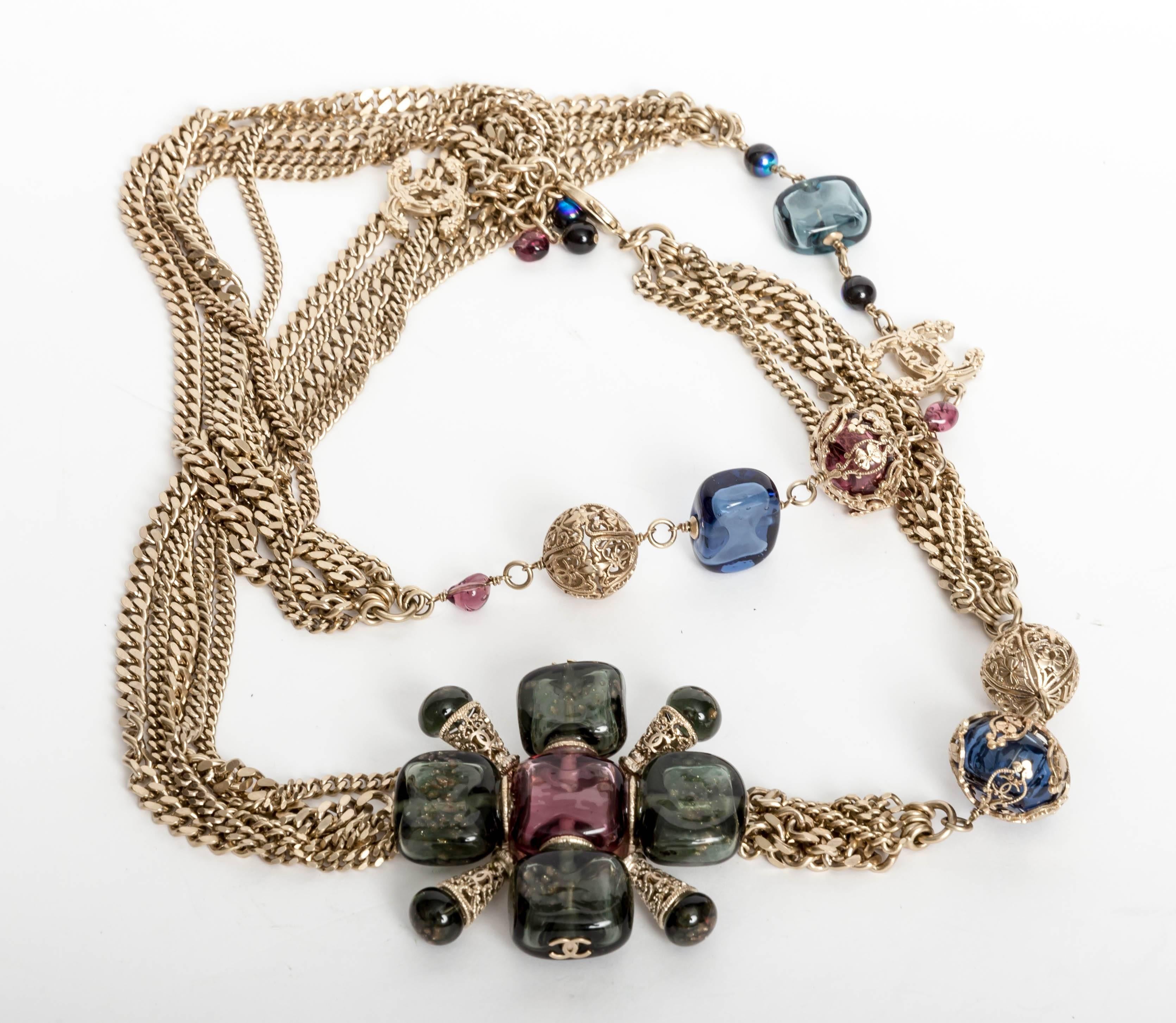 Chanel Vintage Gripoix Poured Glass Belt Necklace 6