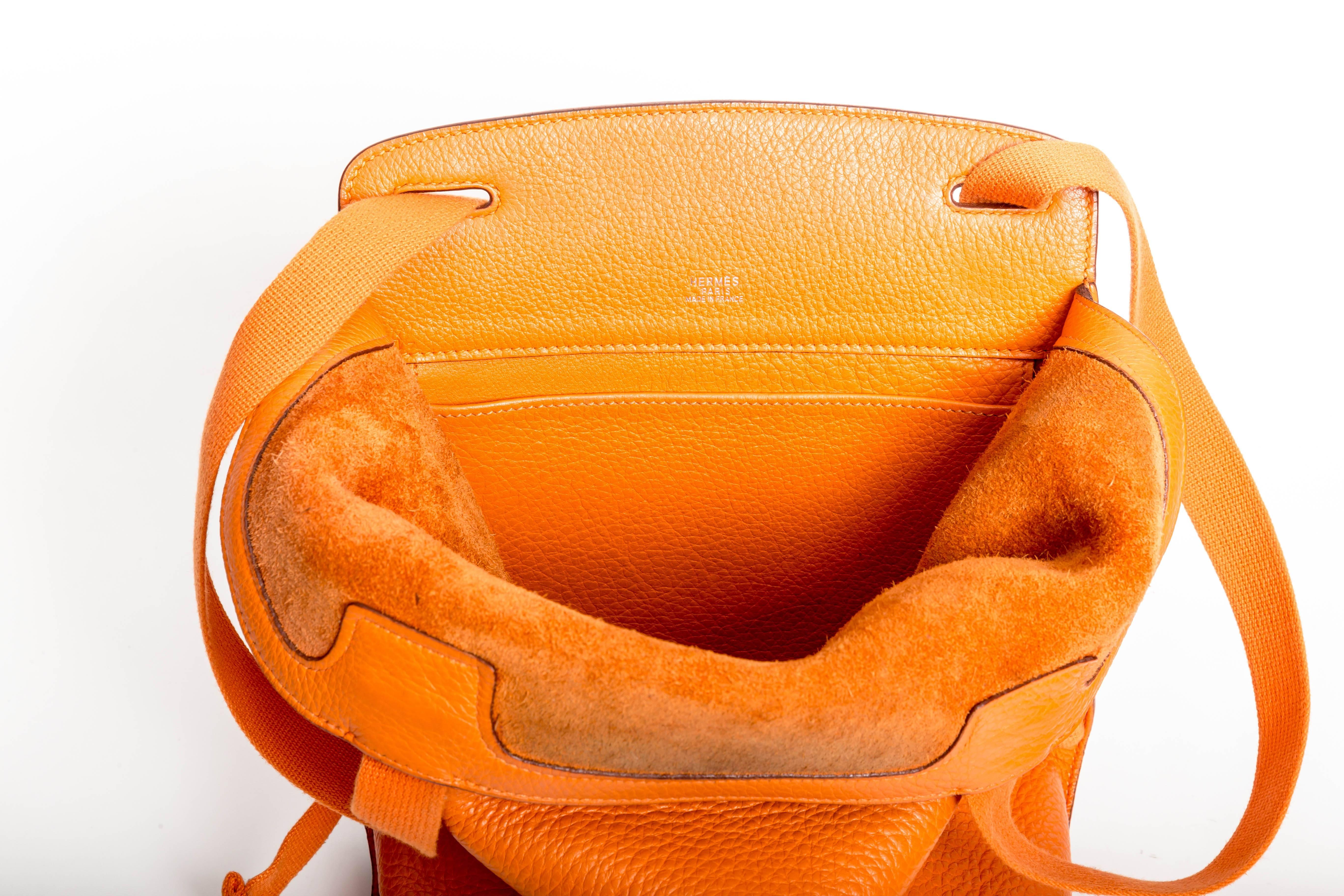 Women's or Men's Hermes Sherpa Backpack in Orange Clemence Leather