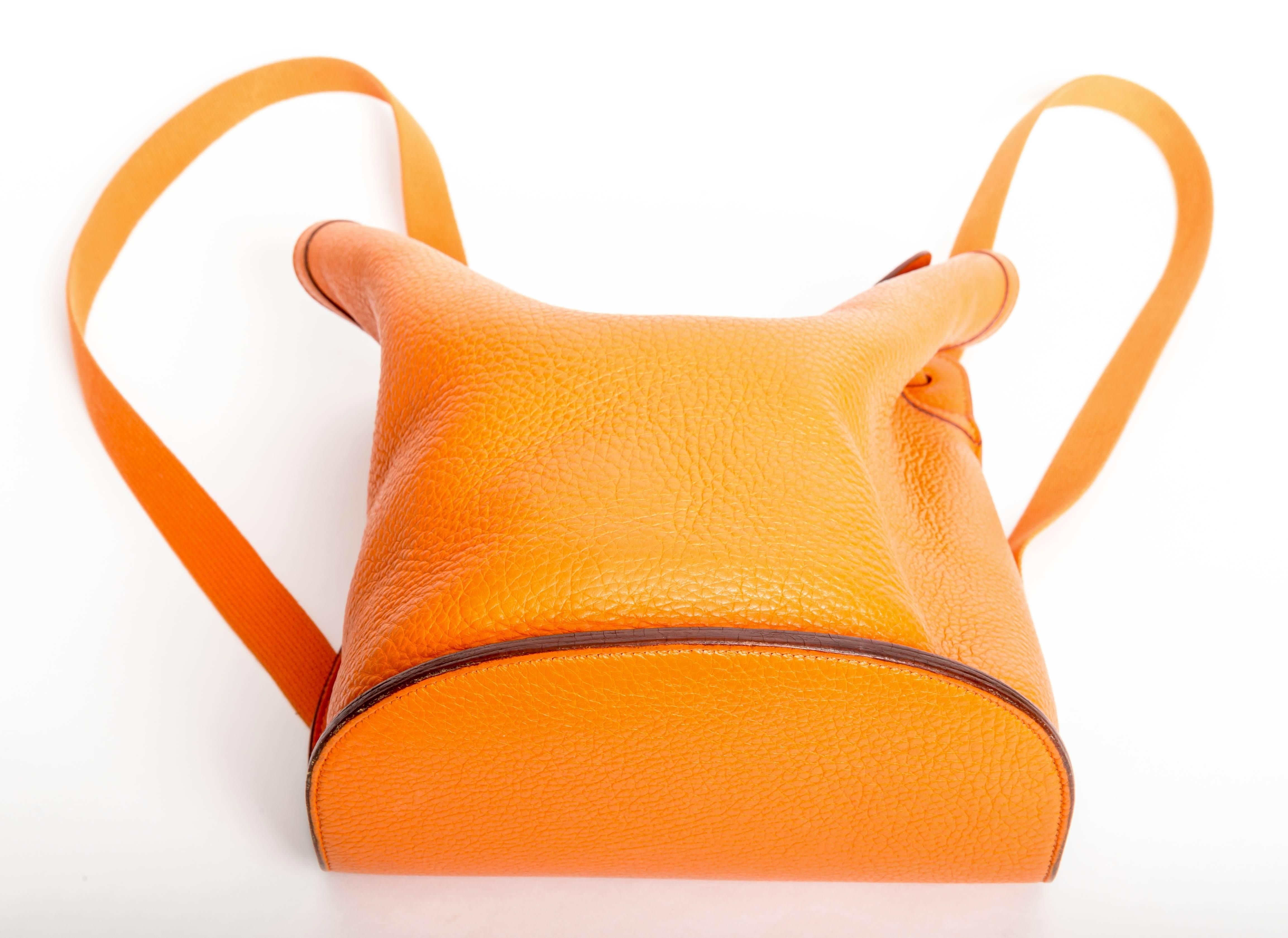 Hermes Sherpa Backpack in Orange Clemence Leather 4