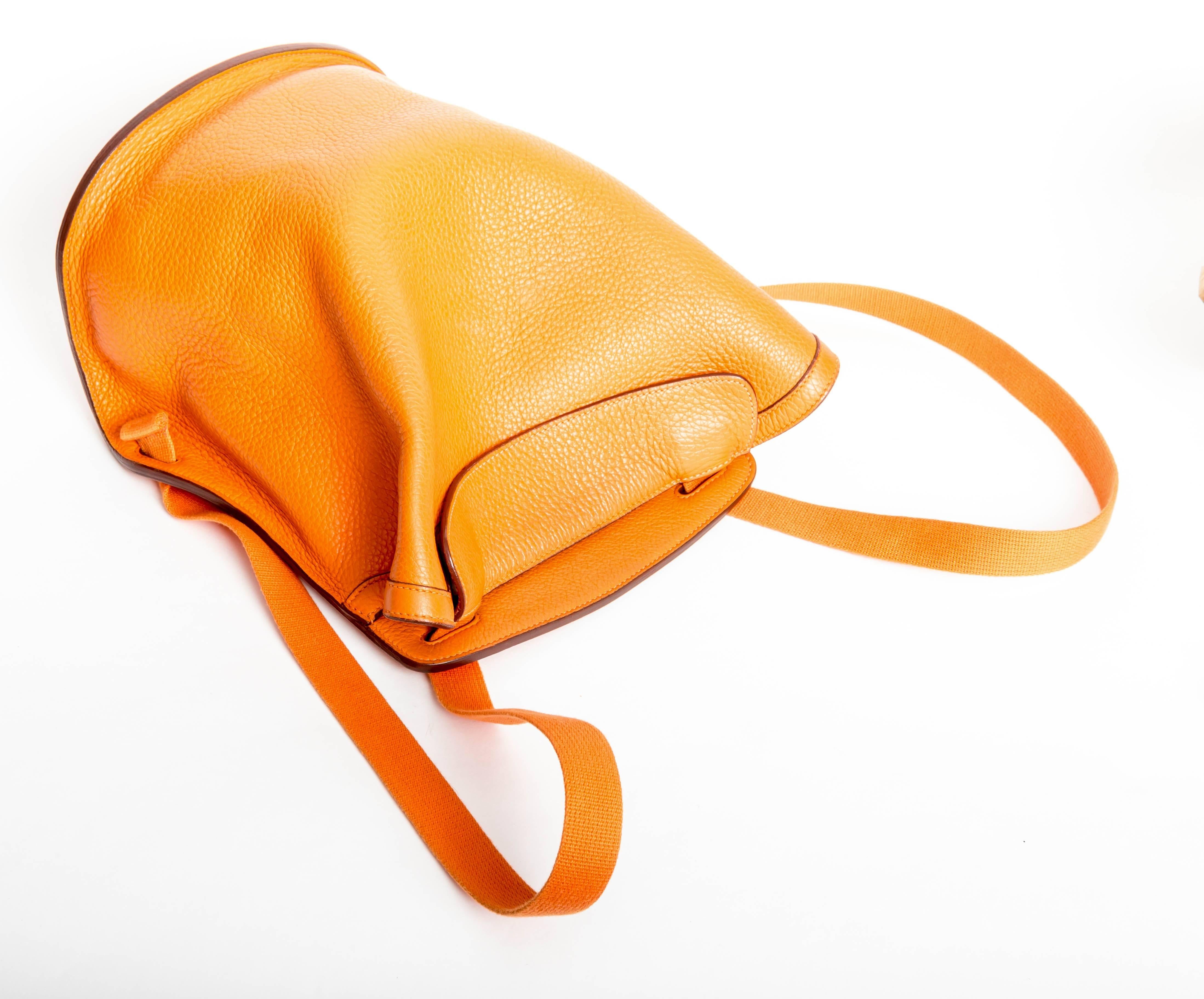 Hermes Sherpa Backpack in Orange Clemence Leather 5