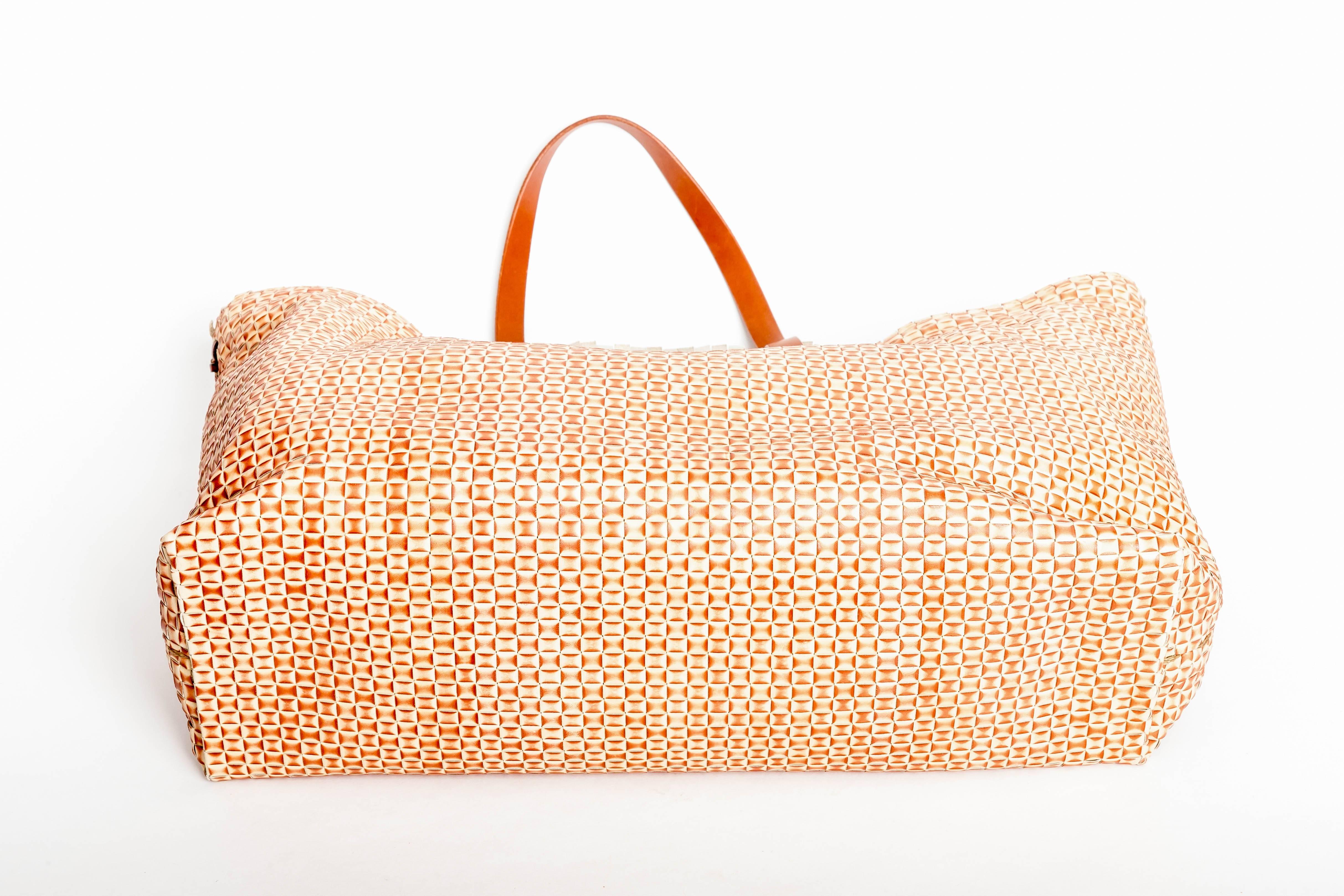 Orange Henry Cuir Woven Leather Tote