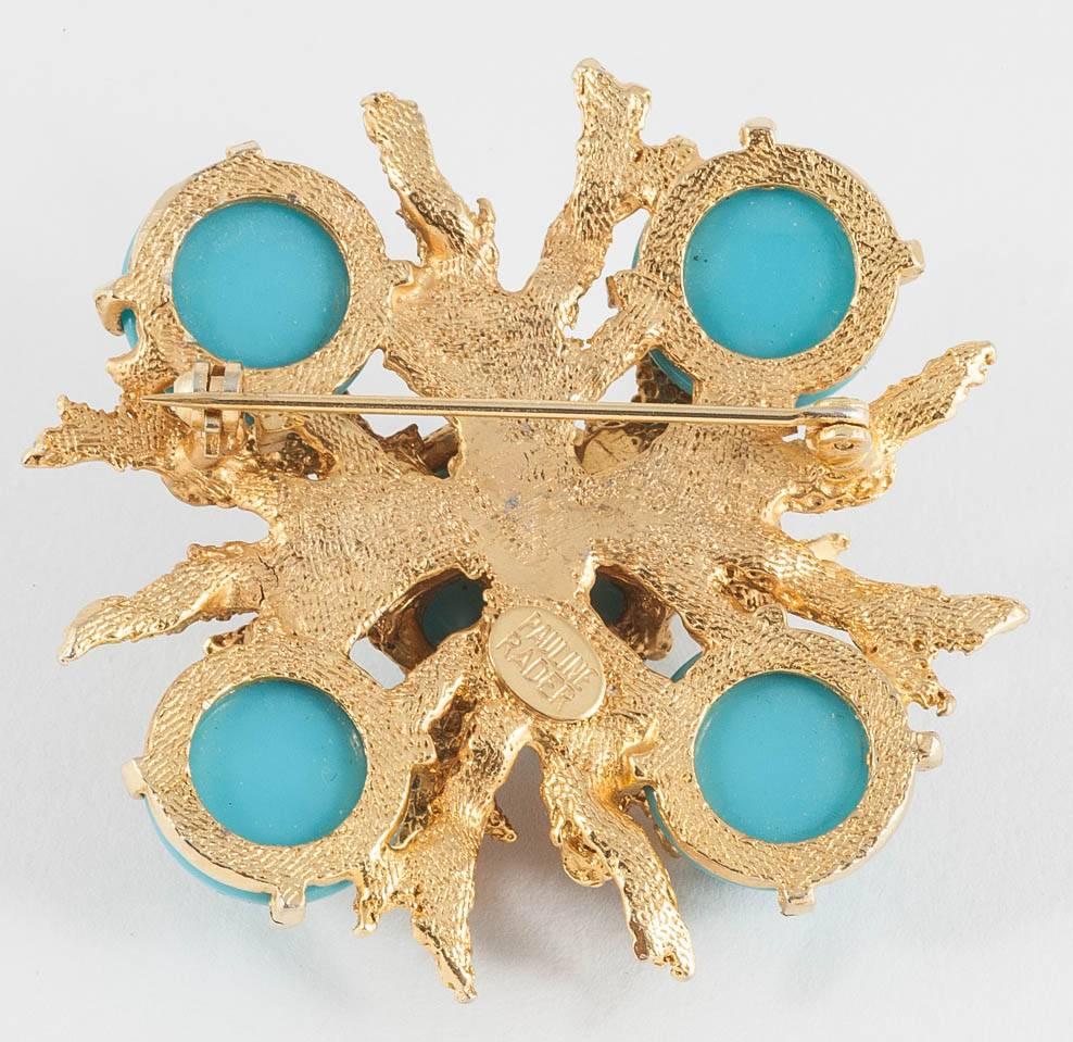  Lucite and rusticated gilt 'sealife' brooch, Pauline Rader, 1960s In Excellent Condition In Greyabbey, County Down
