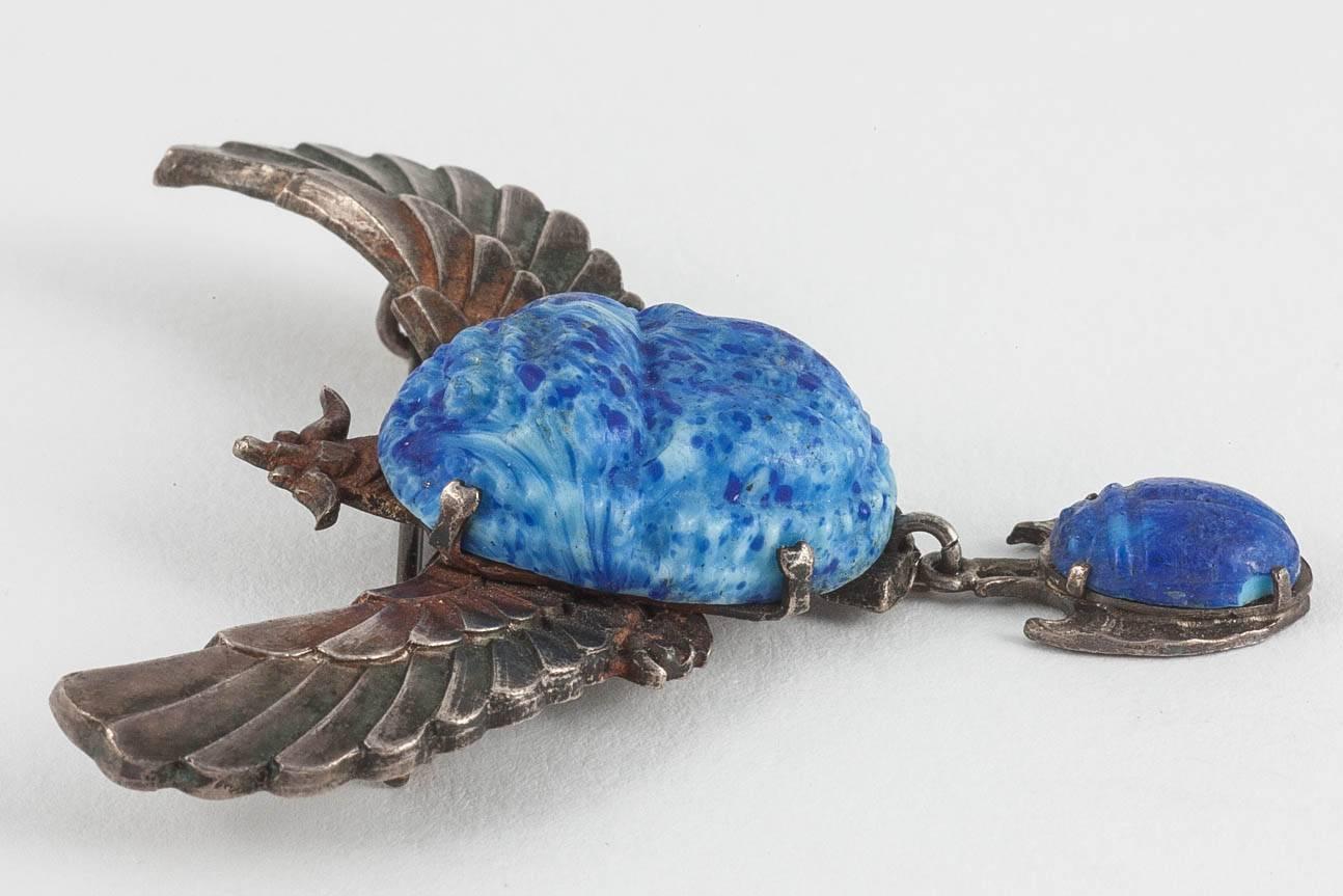 Women's or Men's  Faience and enamel brooch, early 20th century.