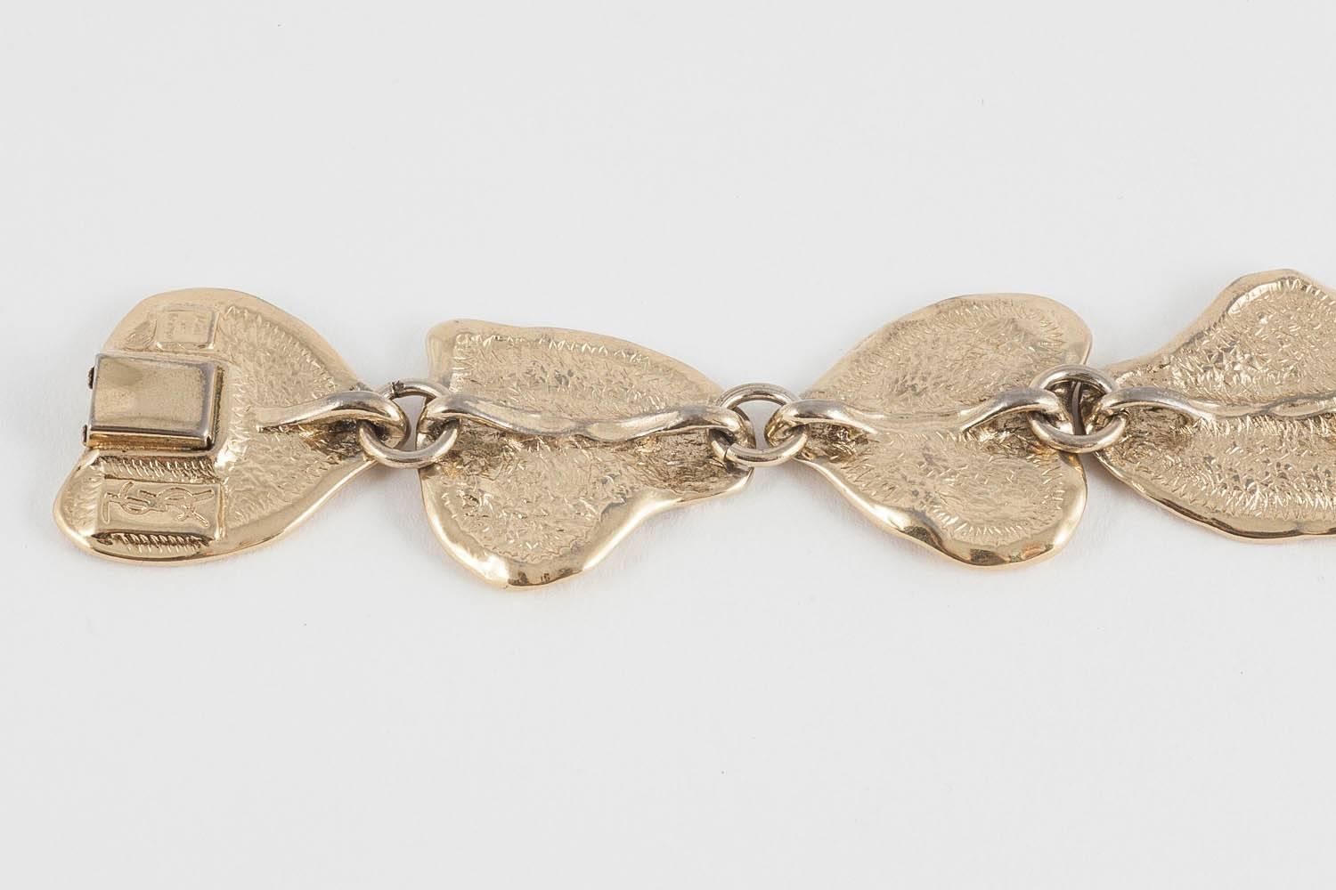 Yves Saint Laurent rusticated gilt metal 'hearts'  bracelet, 1980s 1