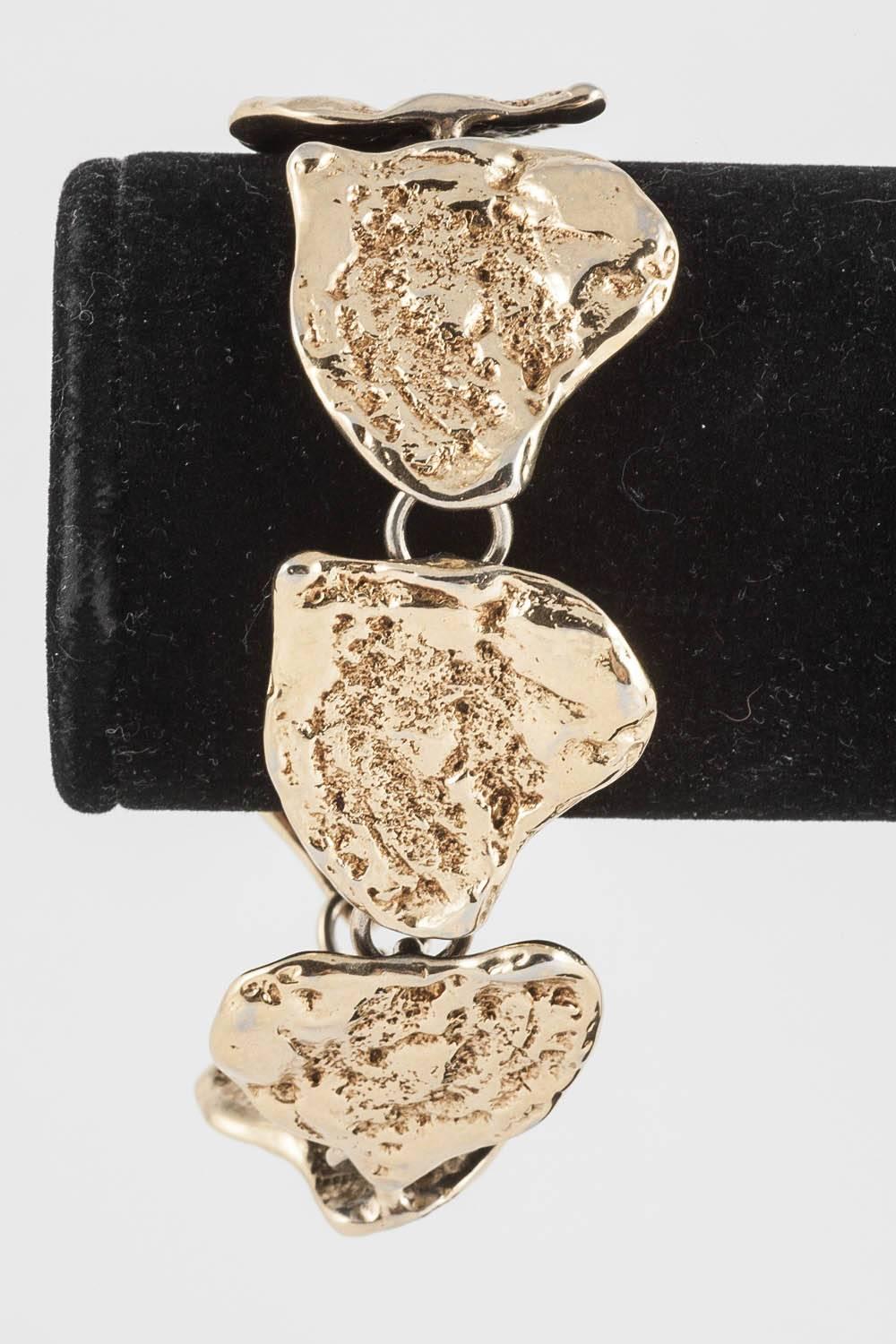 Yves Saint Laurent rusticated gilt metal 'hearts'  bracelet, 1980s 3