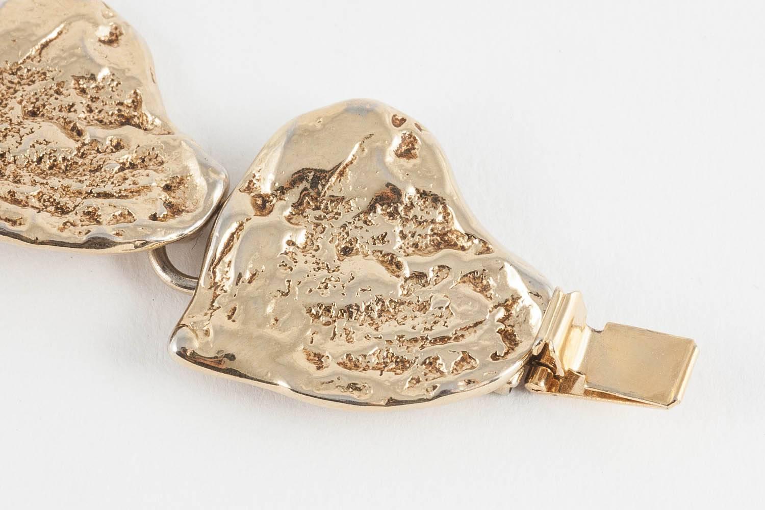 Yves Saint Laurent rusticated gilt metal 'hearts'  bracelet, 1980s 4