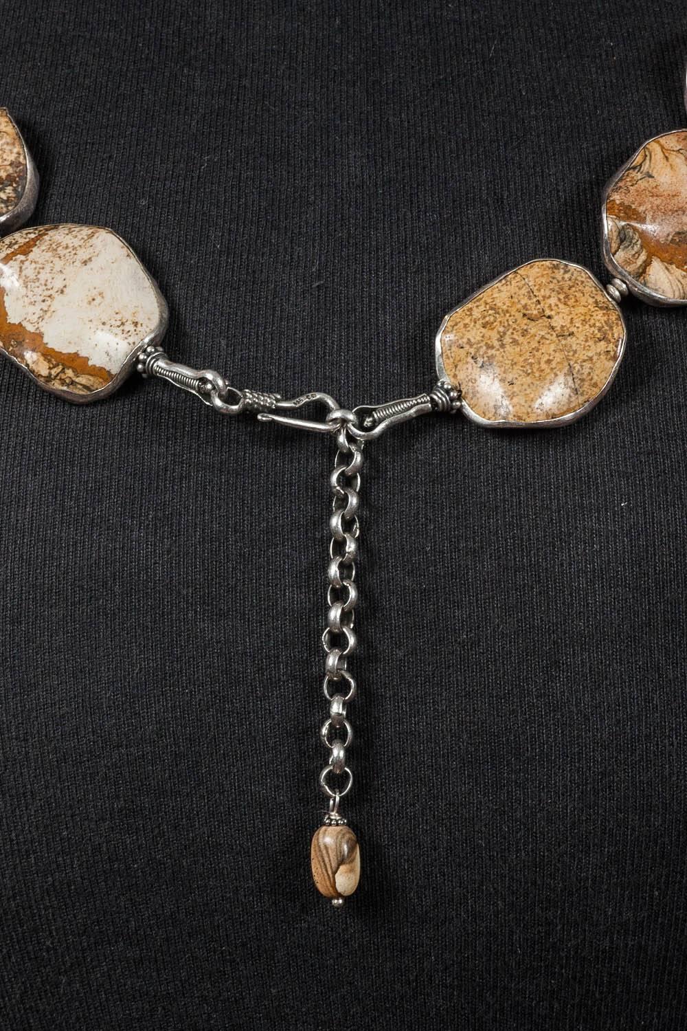 Women's or Men's Highly unusual agate and silver necklace or belt, 1970s .