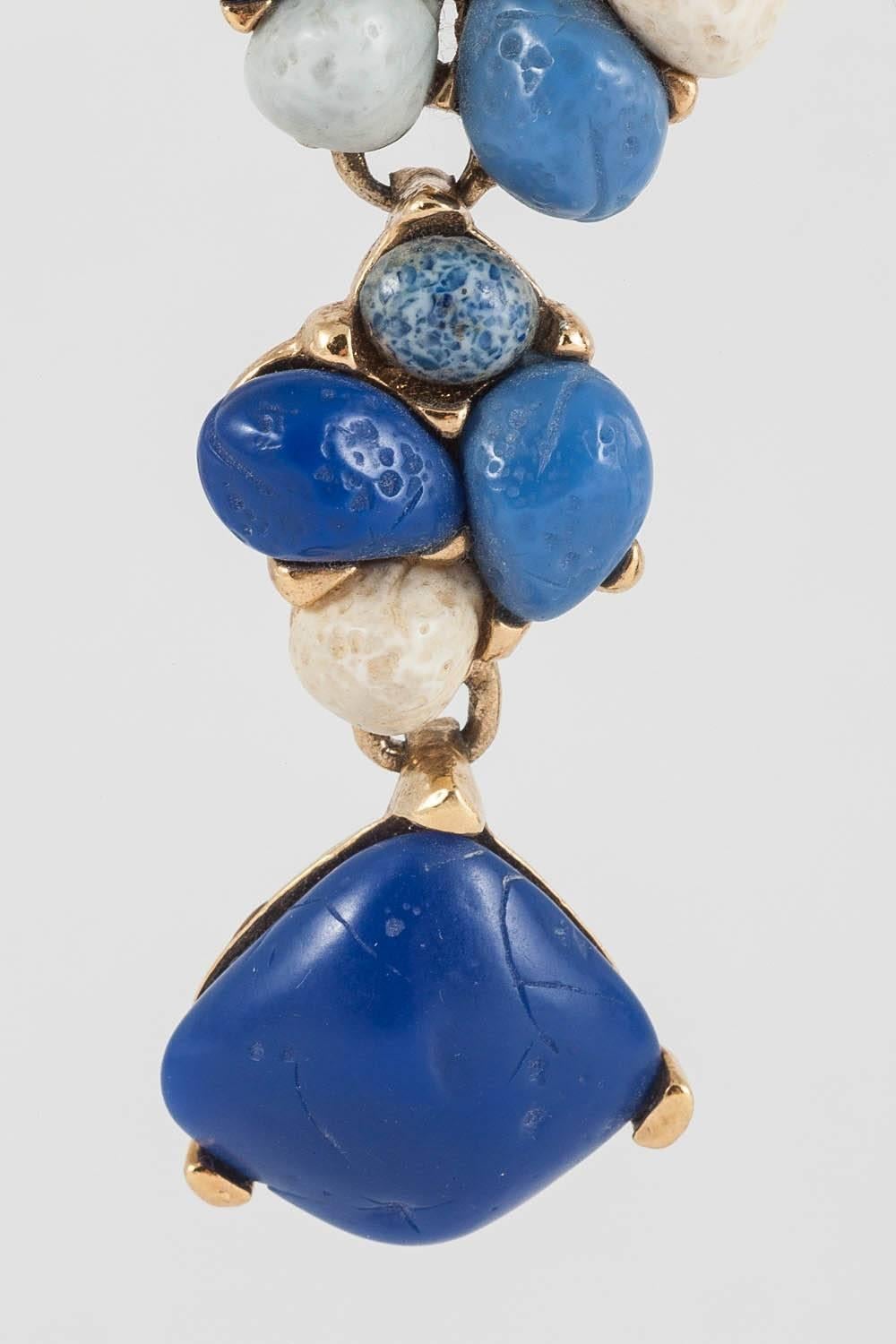 Women's Very long resin and gilt drop earrings, Guy Laroche, 1980s