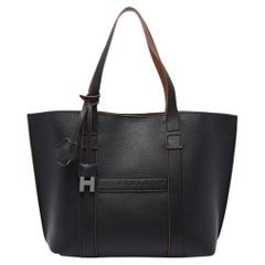 Hogan Grained Leather Tote Bag — Black