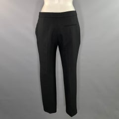 ALEXANDER MCQUEEN Pantaloni eleganti affusolati in lana e seta, colore nero, taglia 2