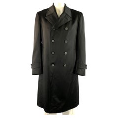 VERSACE Size 42 Black Wool & Cashmere Trench Coat